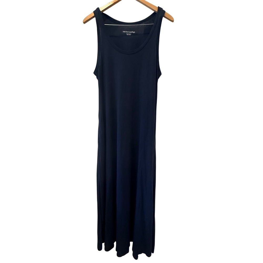Soft Surroundings Capsule Navy Blue Cotton Modal Tank Maxi Dress Petite Medium